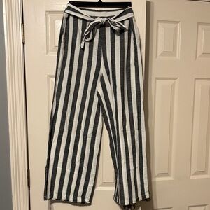 Altar'd State Black & White Striped Wide-Leg Tie-Waist Pants